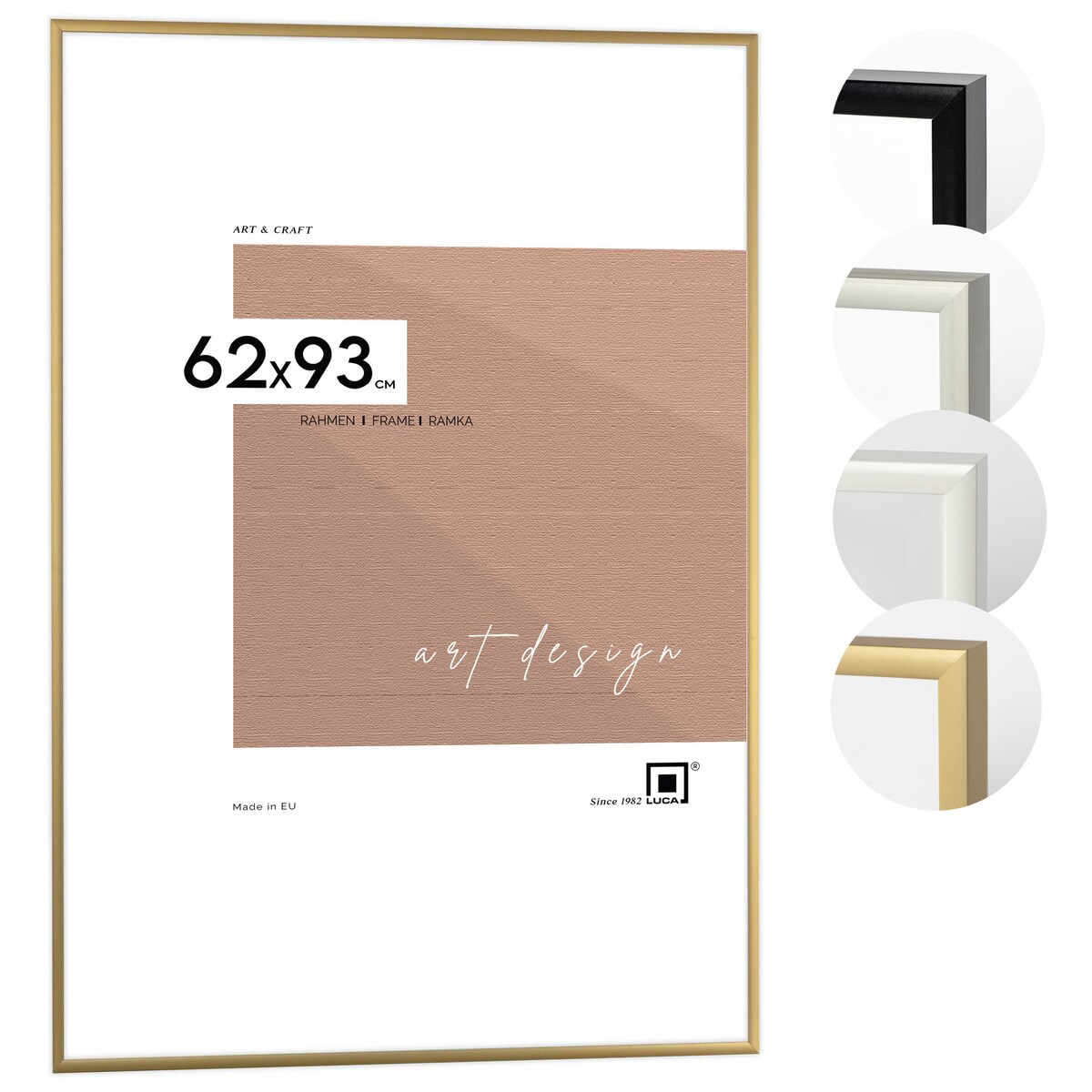 Ramka na zdjęcia 62x93 cm aluminiowa ramka złota do zdjęć 93x62 cm LUCA®