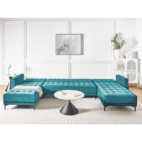 Narożnik rozkładany 5-osobowy welurowy morski ABERDEEN