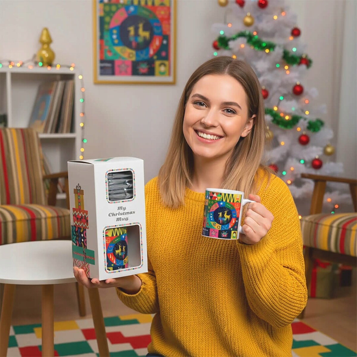 ŚWIĄTECZNY ZESTAW PREZENTOWY KAWY SMAKOWE MIELONE MIX 10 RÓŻNYCH SMAKÓW + KUBEK - PREZENT UPOMINEK NA MIKOŁAJA ŚWIĘTA GWIAZDKĘ BOŻE NARODZENIE POD CHOINKĘ DLA KOBIETY FACETA