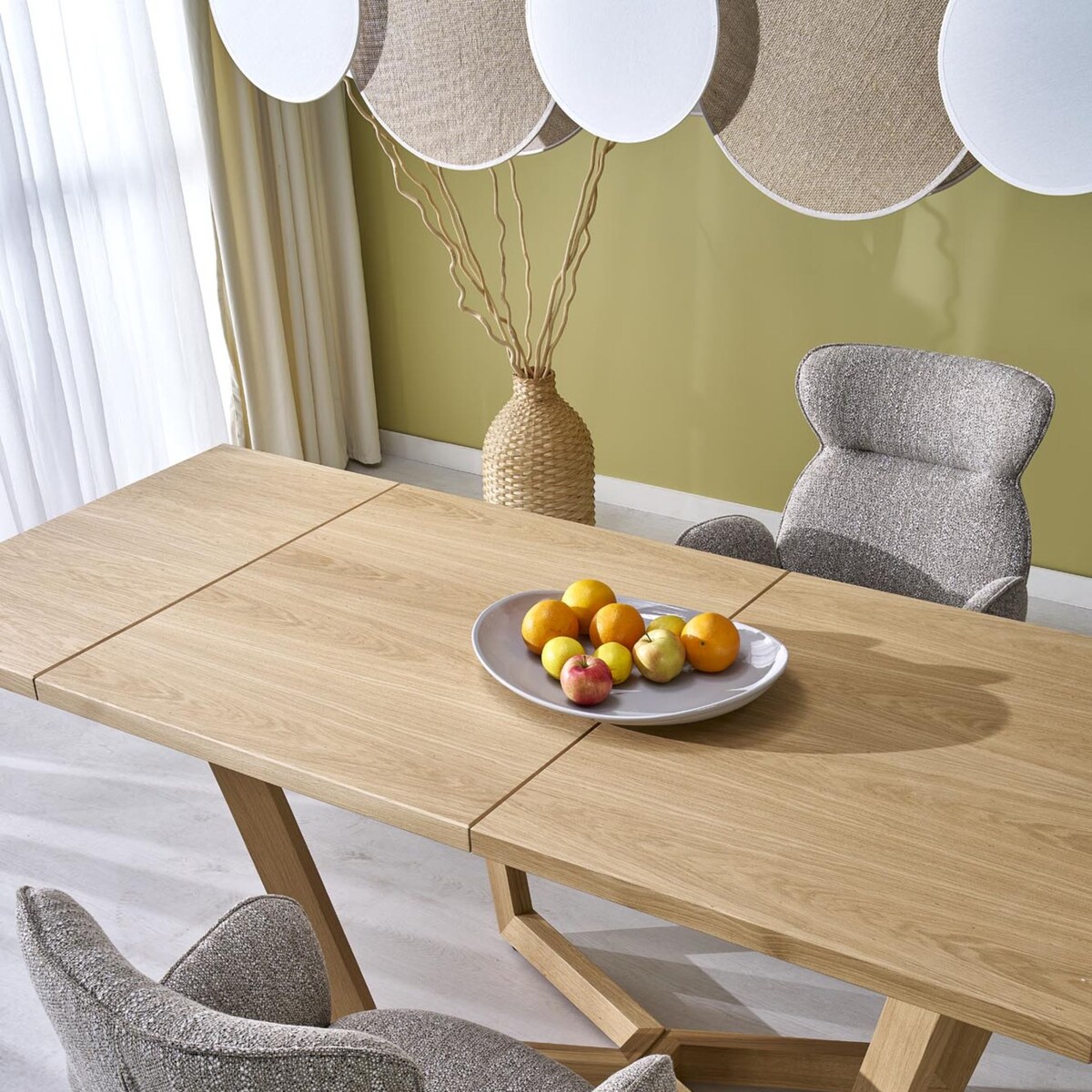 Lampa wisząca TK Lighting PULSE 4815 5xE27 biała brązowa nad stół, wyspę i do salonu, nowoczesna z drewnianymi akcentami