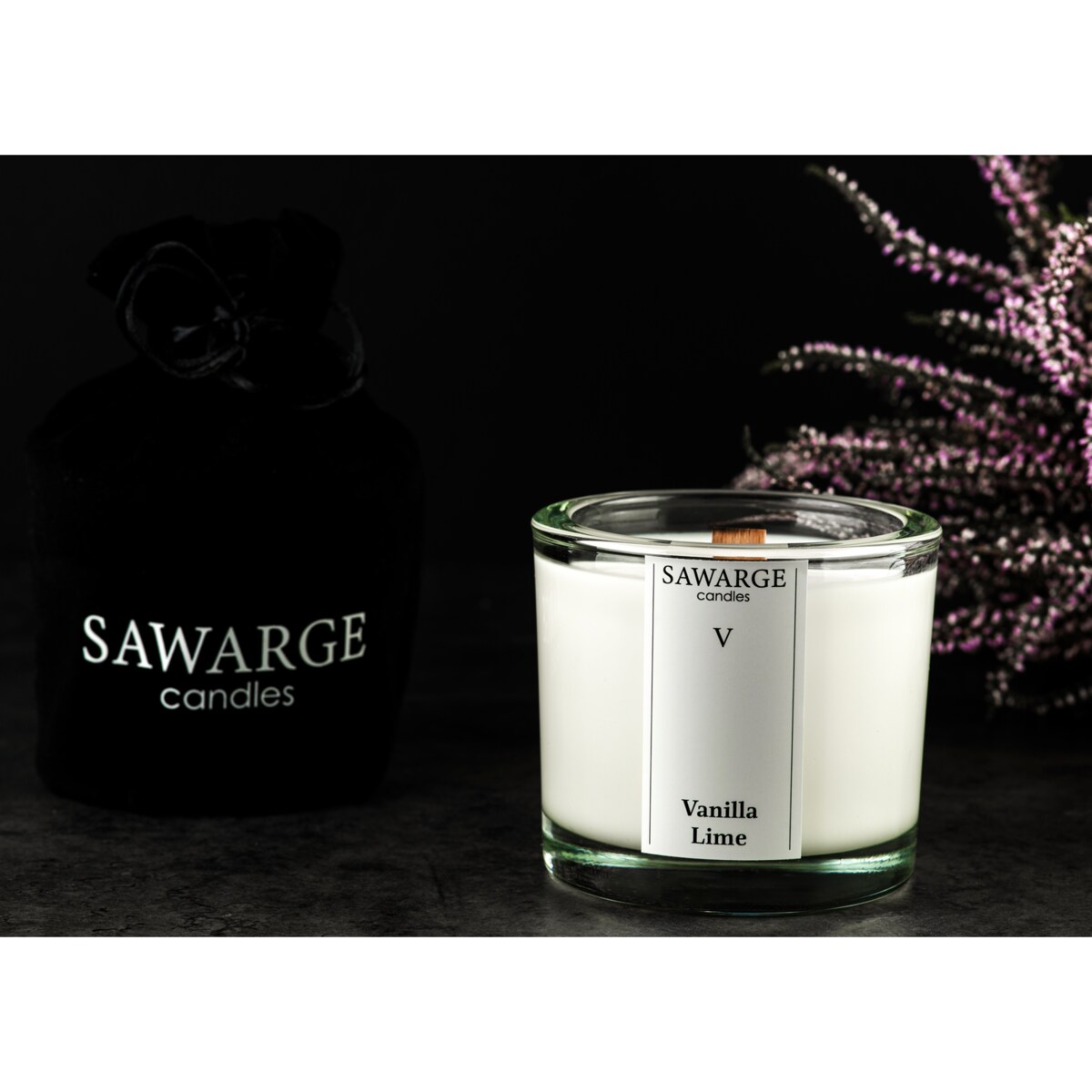 Świeca Zapachowa Sojowa No5/ Drewniany Knot/40h/Wanilia Limonka 200g