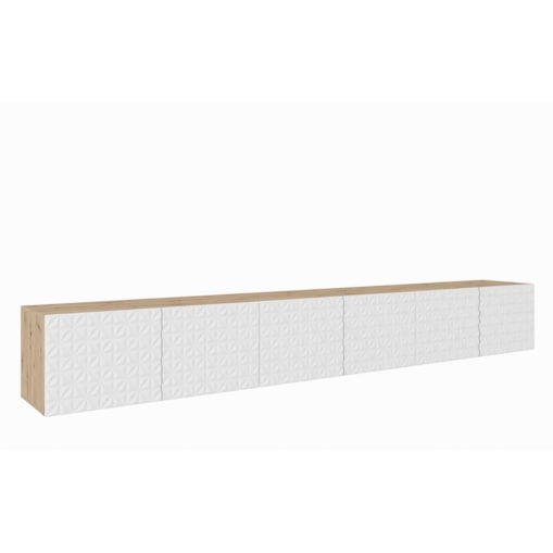 Szafka RTV ALI 300 cm zamknięta z ozdobnymi frontami - artisan+biały