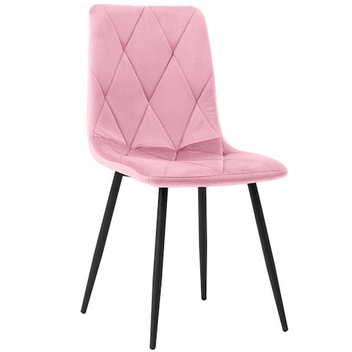 Krzesło tapicerowane welurowe pikowane różowe do salonu jadalni