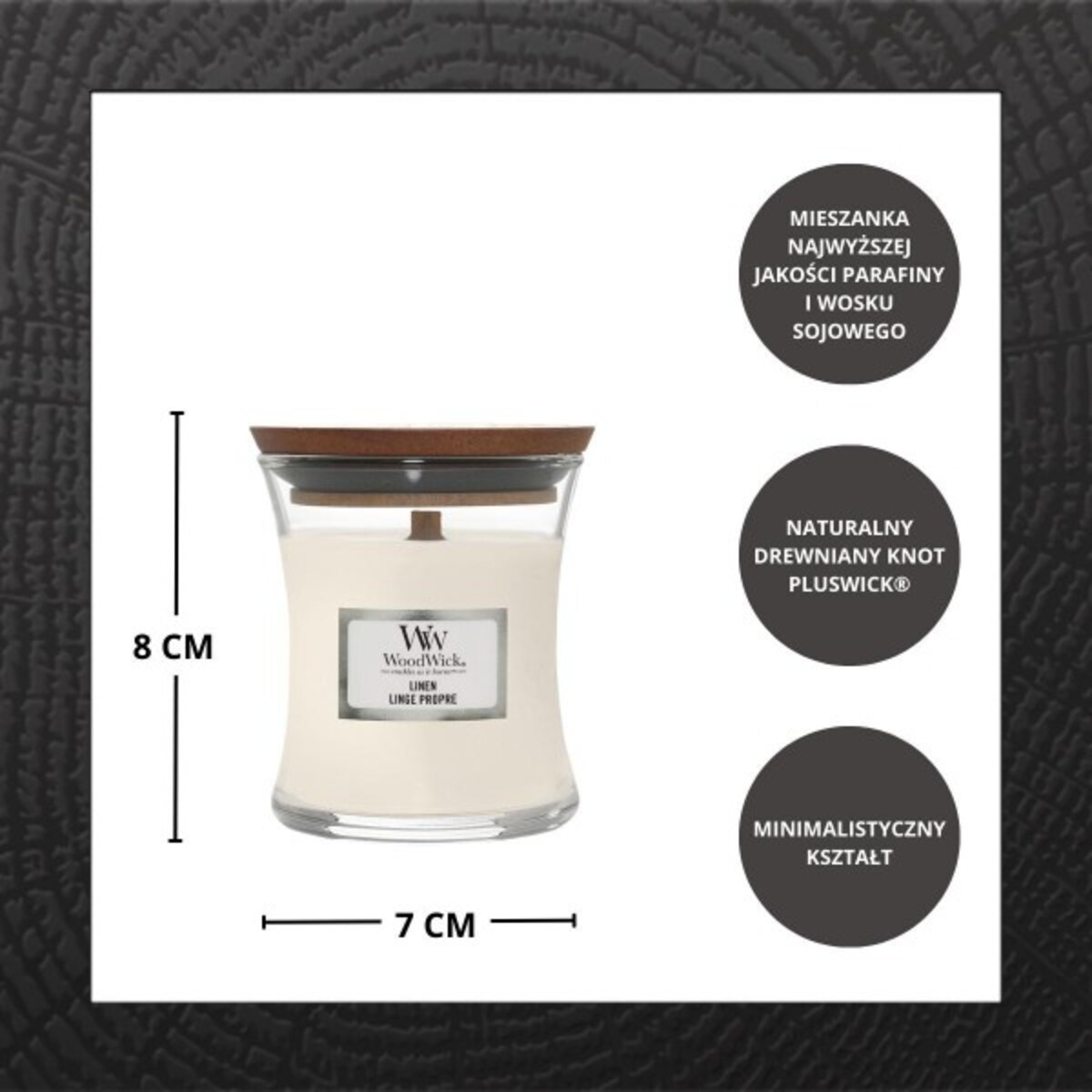 WoodWick świeca mała LINEN