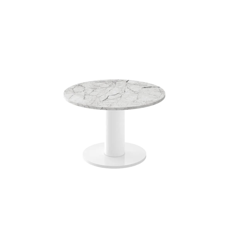 Stolik kawowy SOLO MINI ⌀80cm jasny marmur połysk/biały