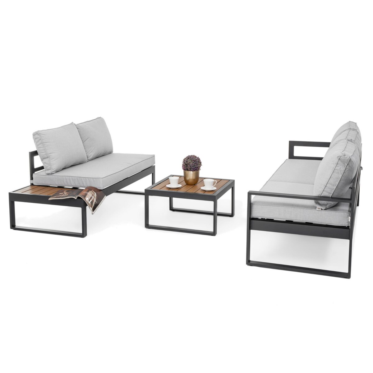 MEBLE OGRODOWE ALUMINIOWE NAROŻNIK NICEA SZARO GRAFITOWA LEWA