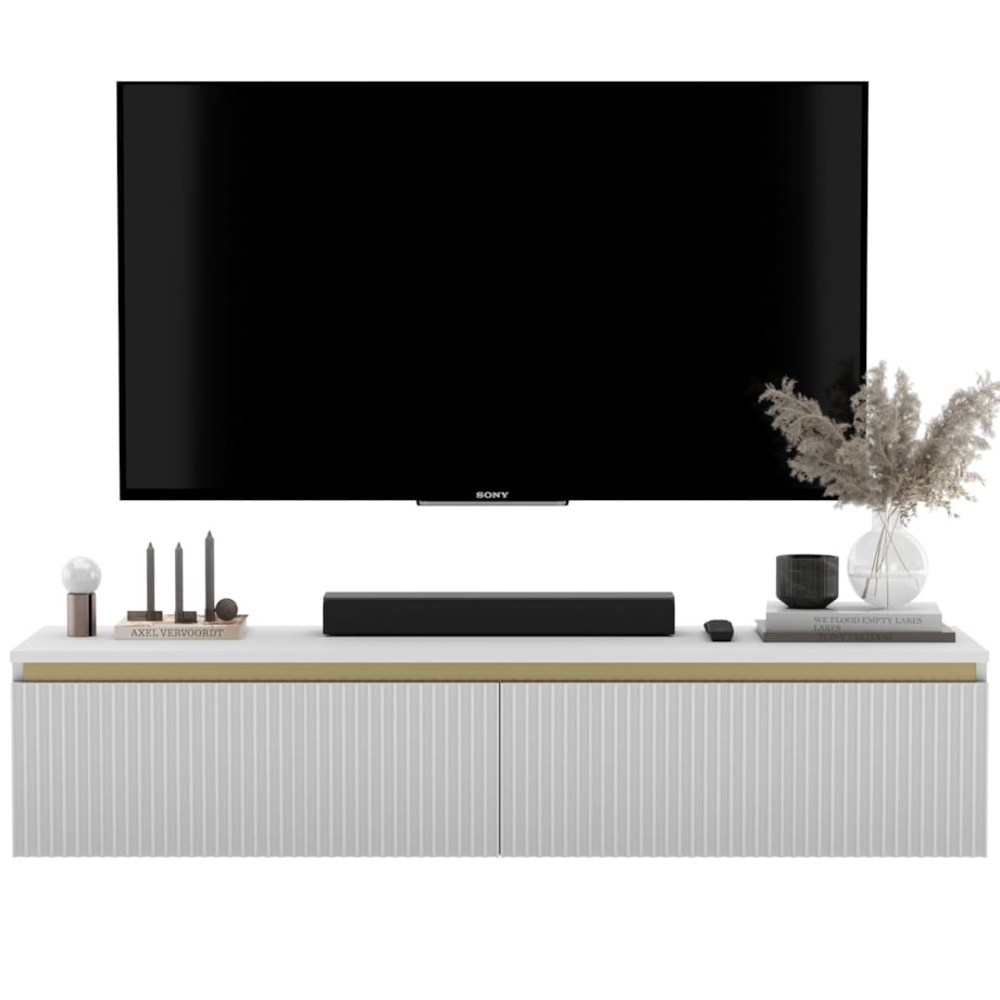 Nowoczesna Wisząca Szafka RTV Glamour Komoda RTV Biały Mat 140 cm