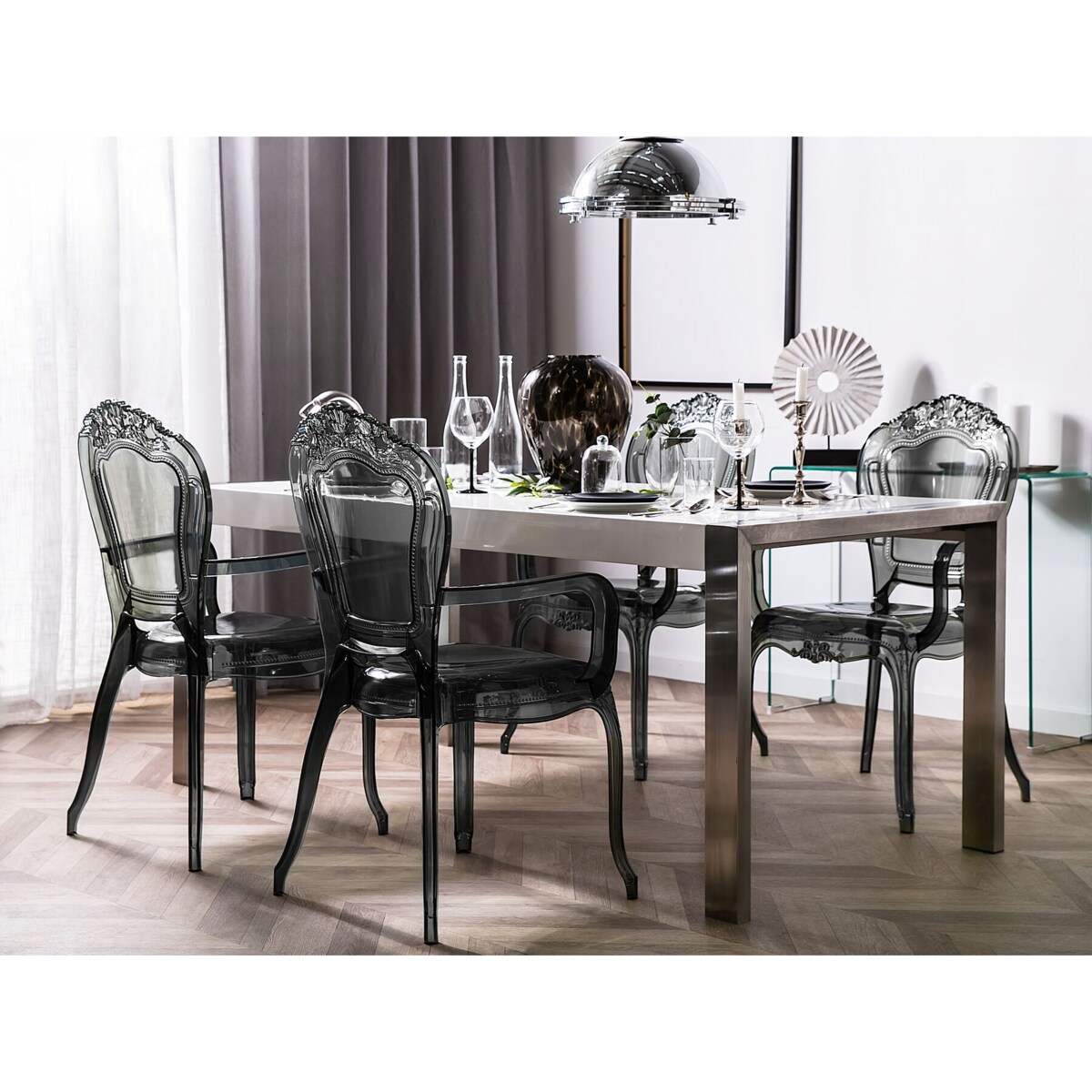 Zestaw 2 krzeseł do jadalni przezroczysty czarny VERMONT II