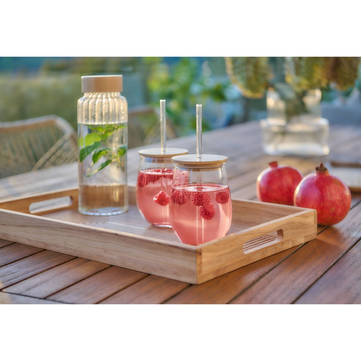 Butelka z bambusowym szczelnym wieczkiem, 1000 ml