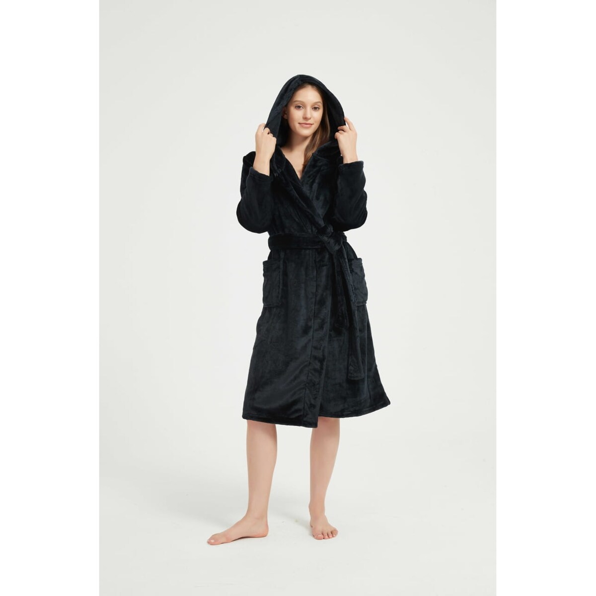 Szlafrok z Kapturem PAULO Czarny S/M
