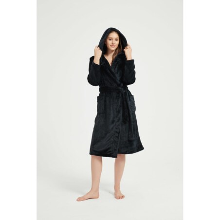 Szlafrok z Kapturem PAULO Czarny S/M
