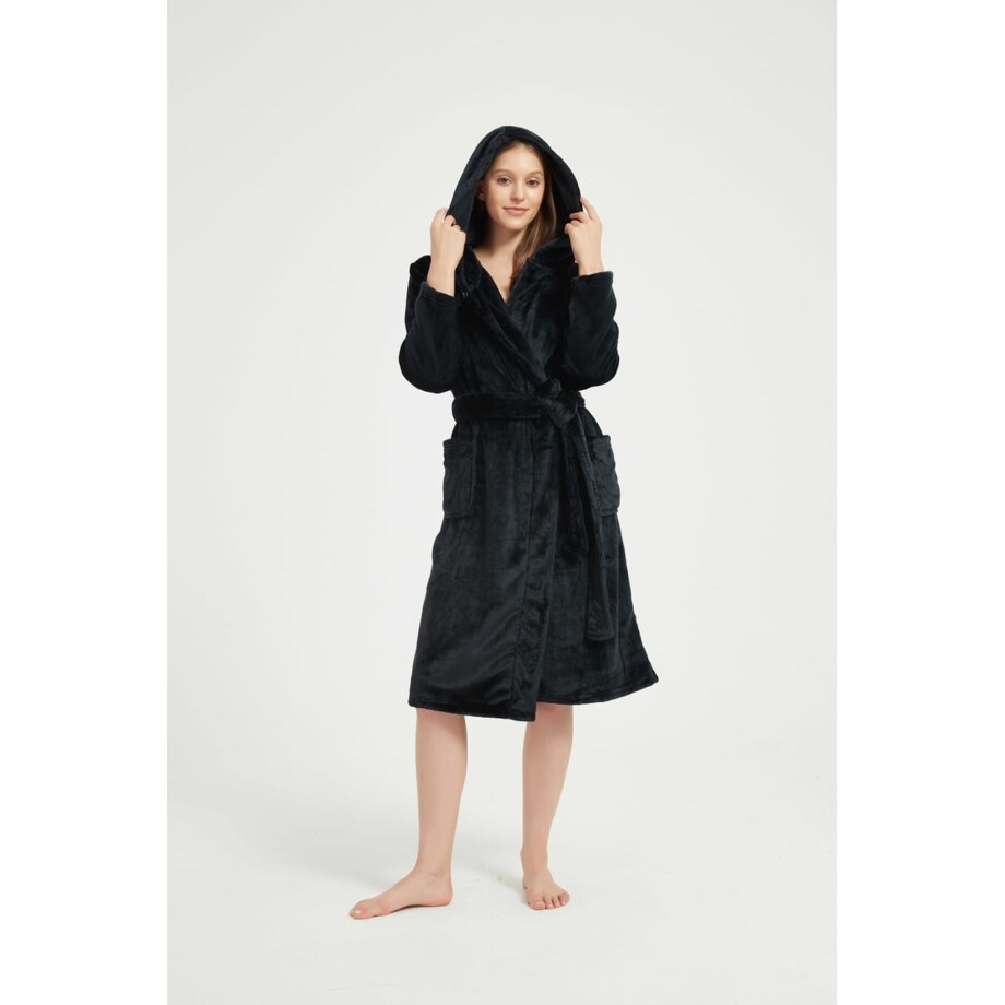 Szlafrok z Kapturem PAULO Czarny S/M