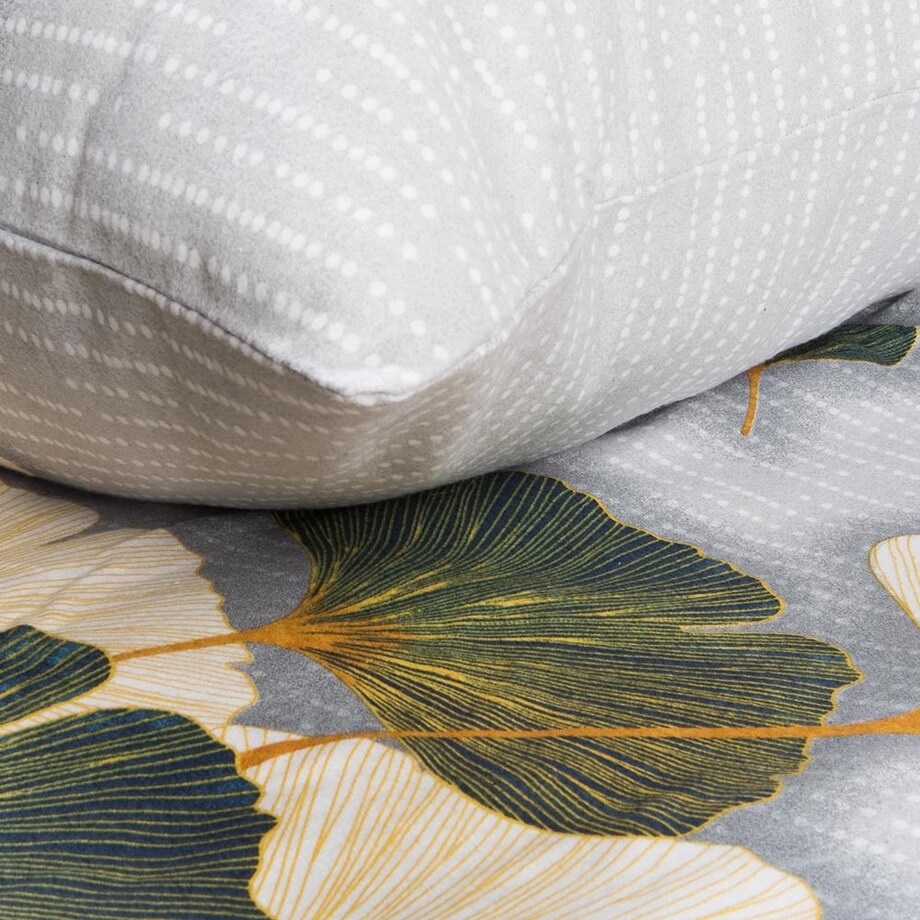 Pościel flanelowa 160x200 Solenne Light szara, liście miłorzębu, Flanelove