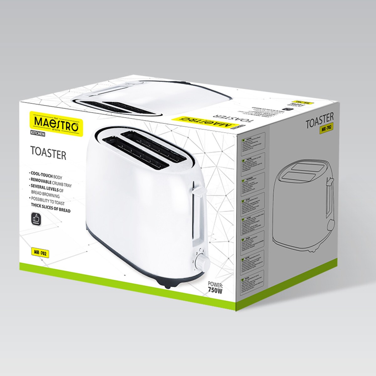 Toster opiekacz na tosty do kanapek 750W MAESTRO
