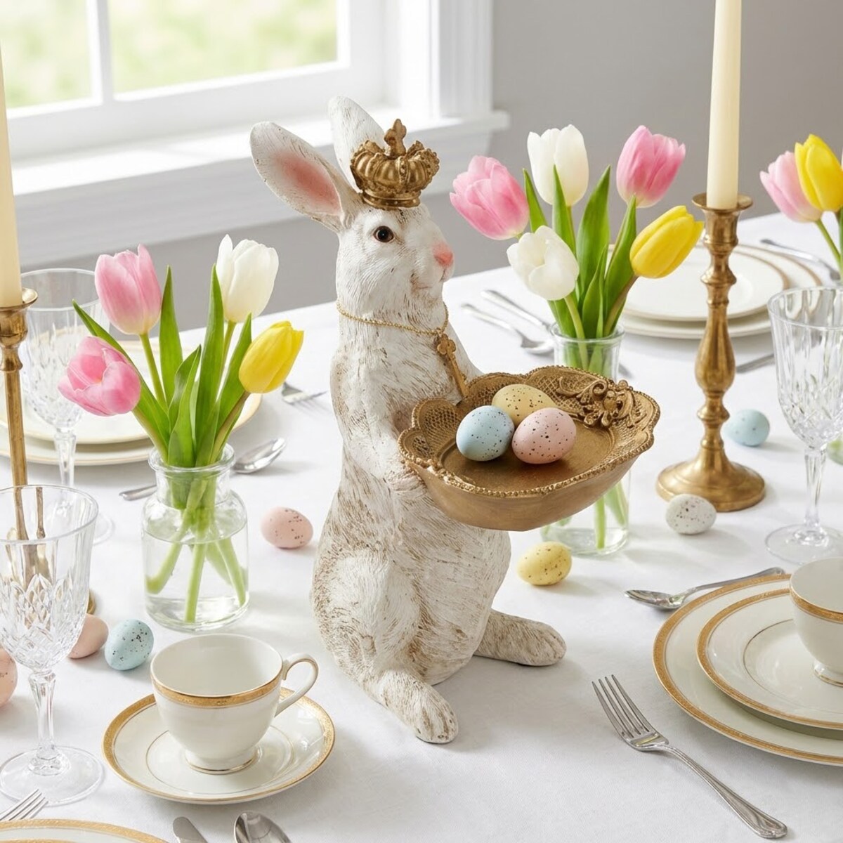 ZAJĄC WIELKANOCNY FIGURKA TACKA NA DROBIAZGI KRÓLIK ZAJĄCZEK WIELKANOC 22cm