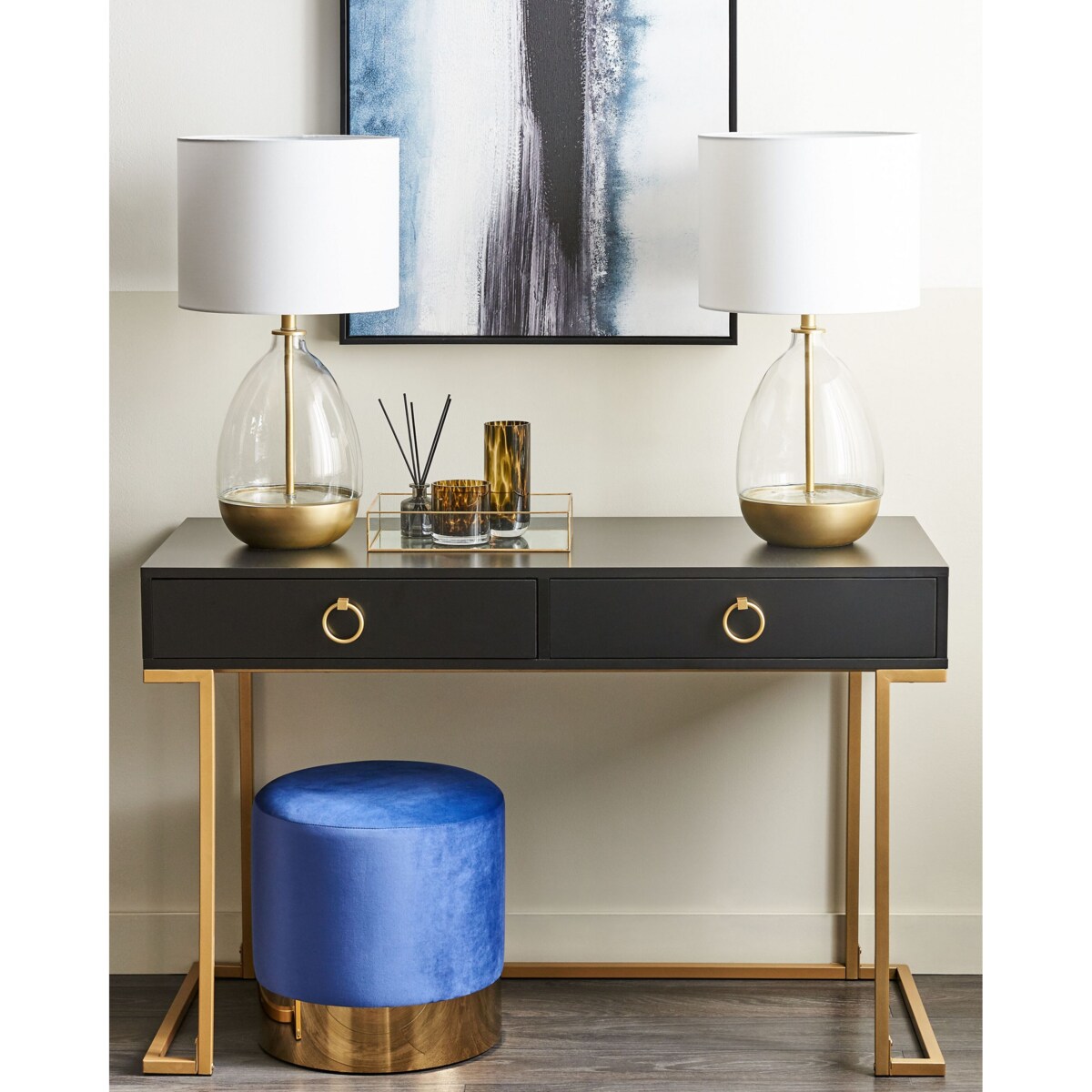 Lampa stołowa złota z białym OKARI