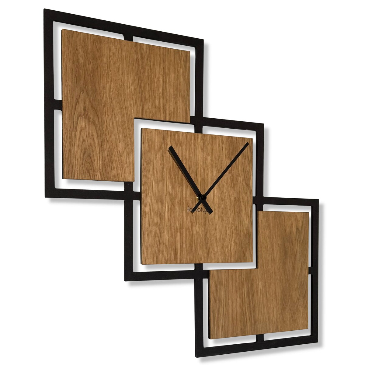 Zegar ścienny Triple 58cm czarny drewniany