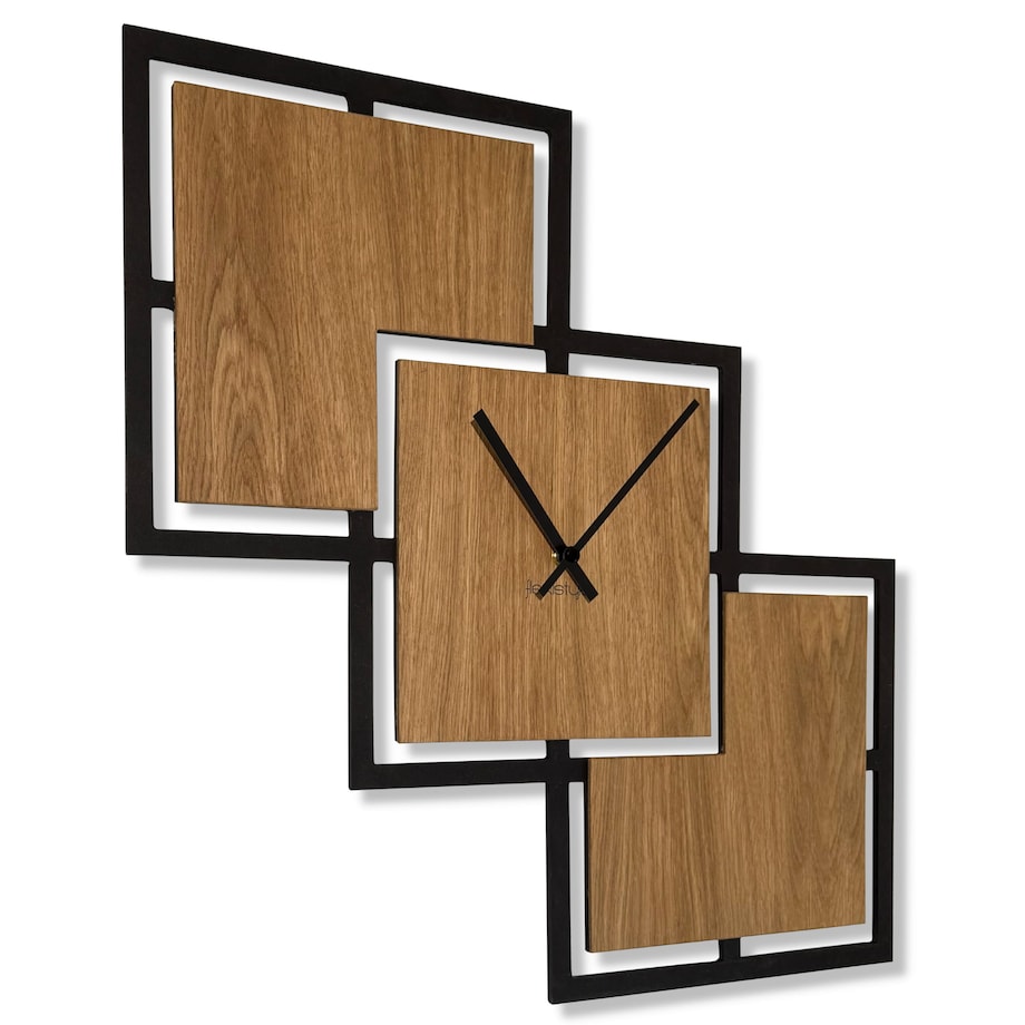 Zegar ścienny Triple 58cm czarny drewniany