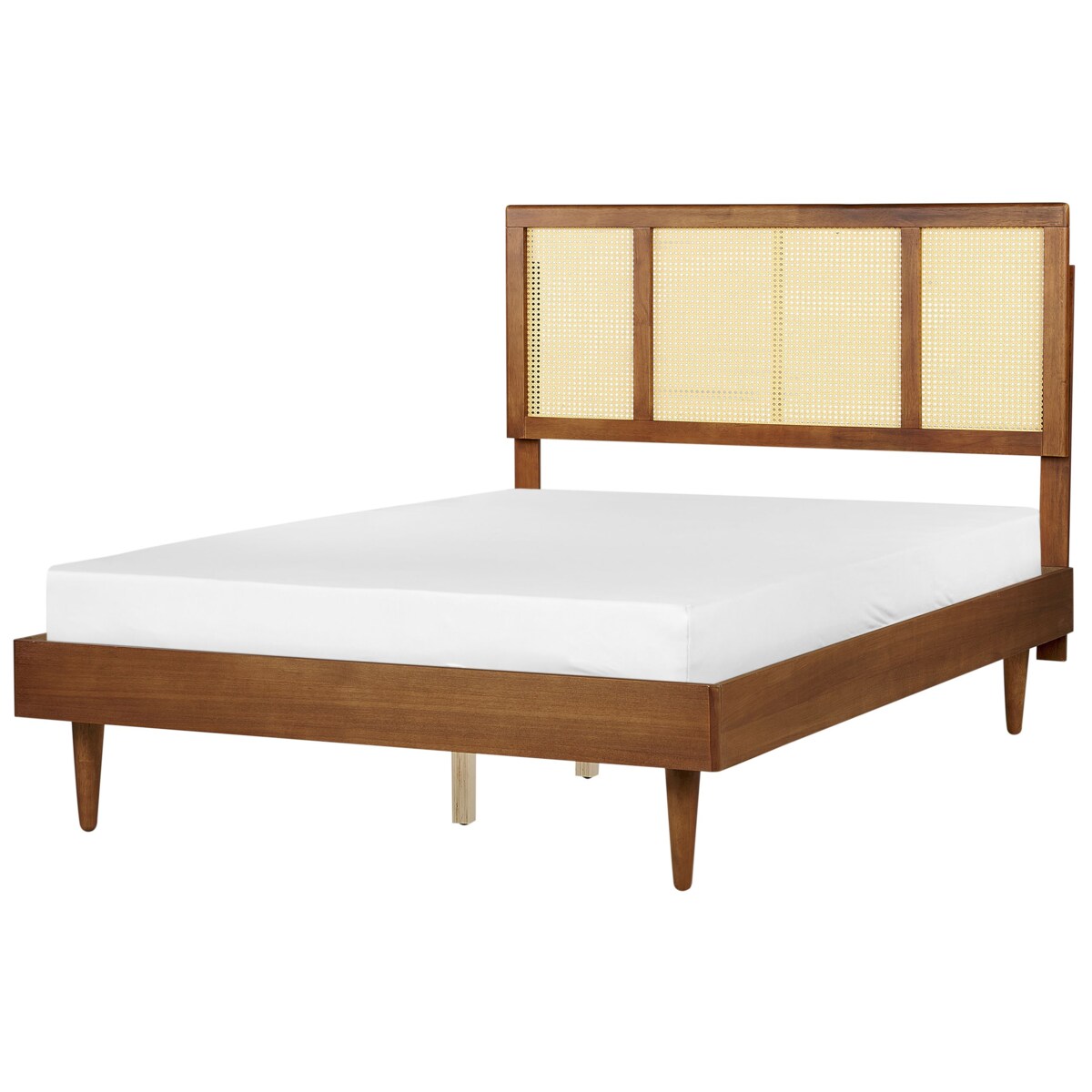 Łóżko LED Rattan AURAY 140 x 200 cm Brązowy