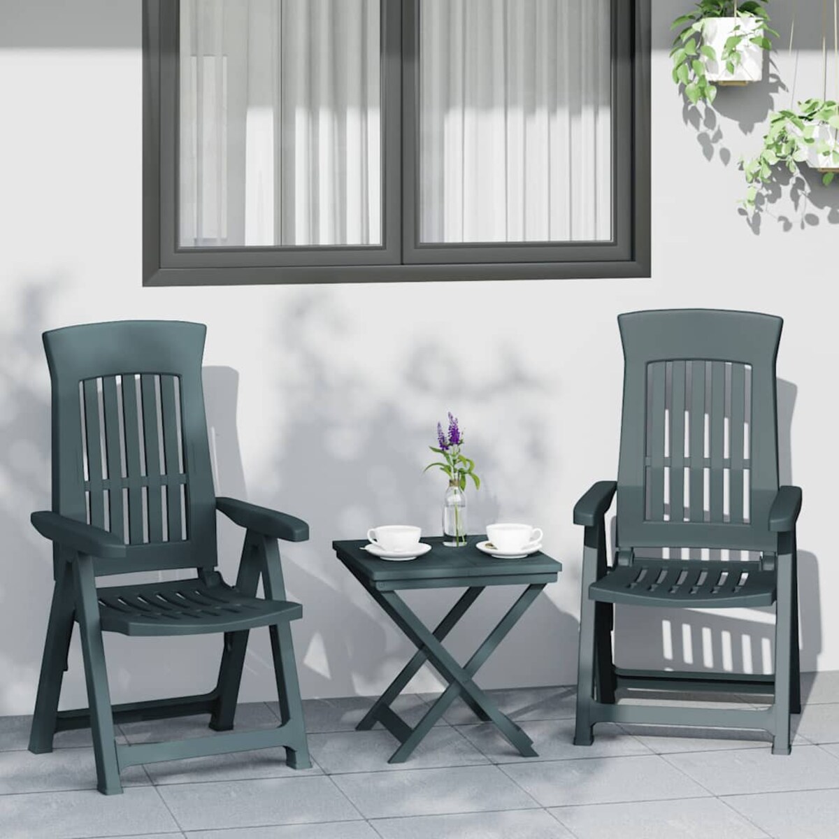 vidaXL Rozkładane krzesła ogrodowe, 2 szt., zielone, PP
