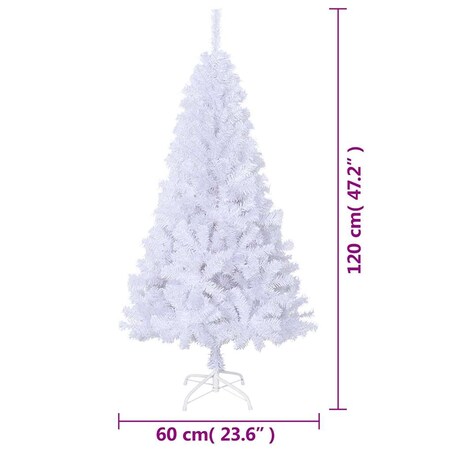 vidaXL Sztuczna choinka o grubych gałązkach, biała, 120 cm, PVC