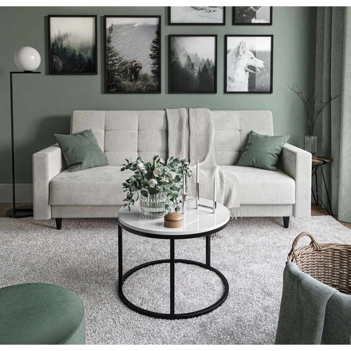 Okrągły stolik kawowy CIRI czarny biały połysk