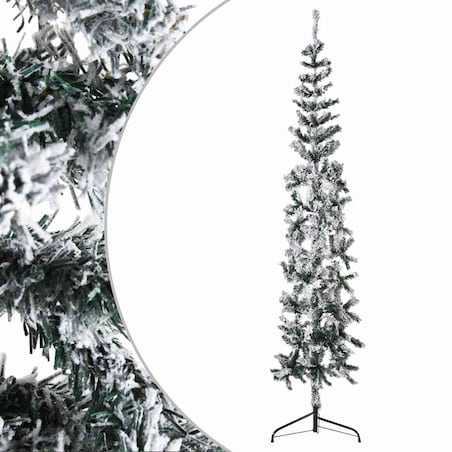 vidaXL Smukła choinka połówka, sztuczna, ośnieżona, 240 cm