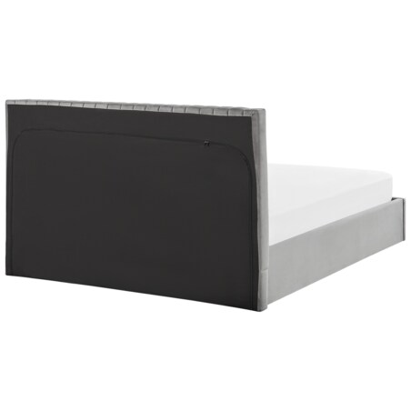Łóżko z pojemnikiem welurowe 160 x 200 cm szare VION