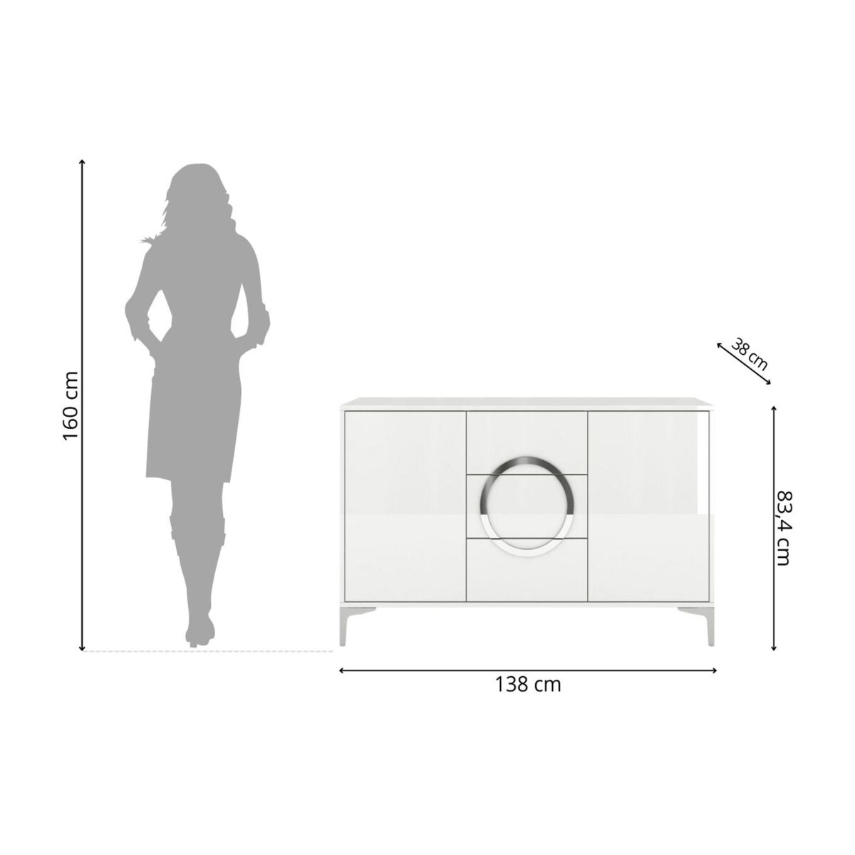 Biała nowoczesna komoda Dancan EVA | połysk