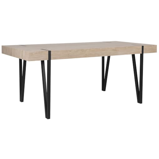 Stół do jadalni 180 x 90 cm jasne drewno z czarnym ADENA
