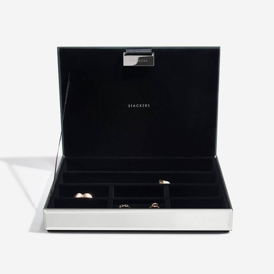 Szkatułka na biżuterię Stackers Glitter classic grafitowa z pokrywką