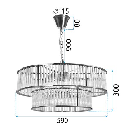 Lampa sufitowa wisząca kryształowa chrom 8xE14 APP1563-8CP