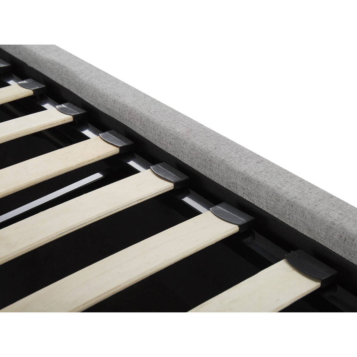 Łóżko z pojemnikiem tapicerowane 180 x 200 cm szare LORIENT