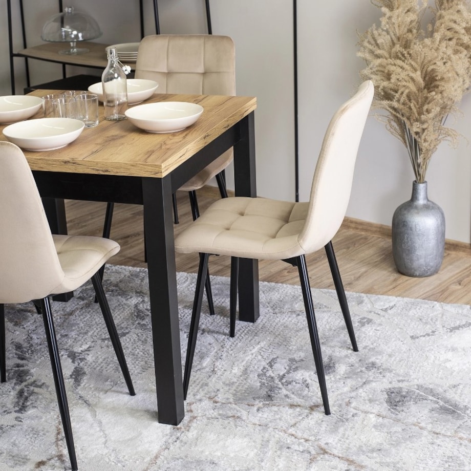 Krzesło Tapicerowane Kuchenne Welurowe Do Jadalni Kuchni Loft PERU Beż