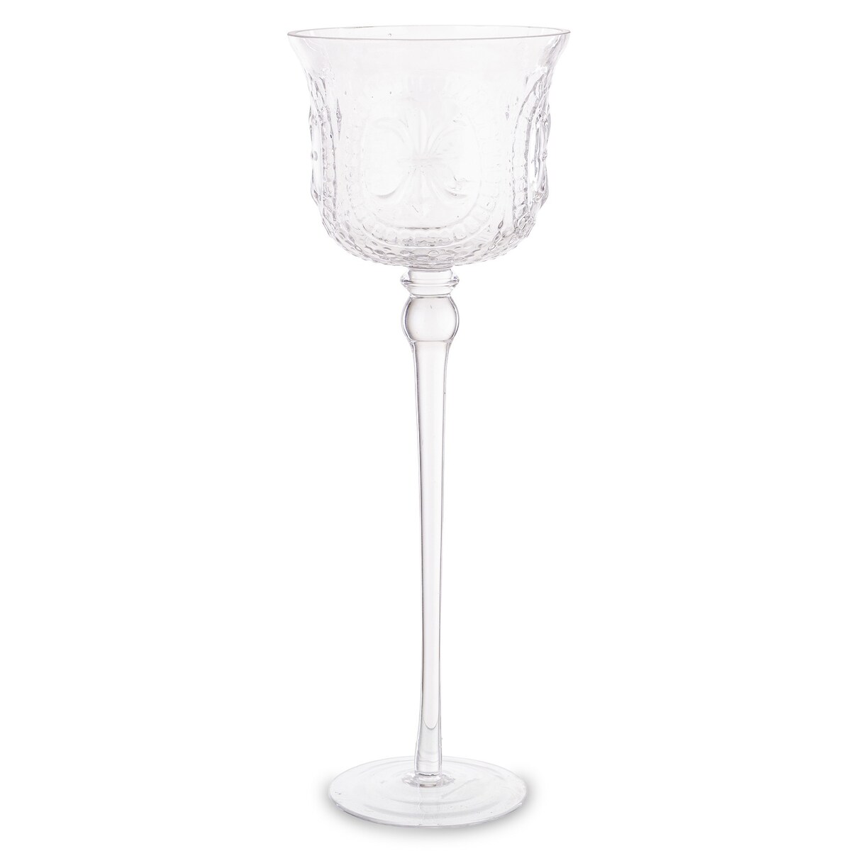 Świecznik szklany 40x14x14 cm CHIAMATA-1 na długiej nóżce