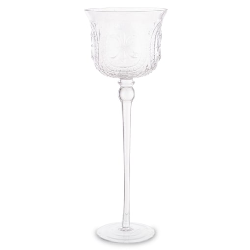 Świecznik szklany 40x14x14 cm CHIAMATA-1 na długiej nóżce