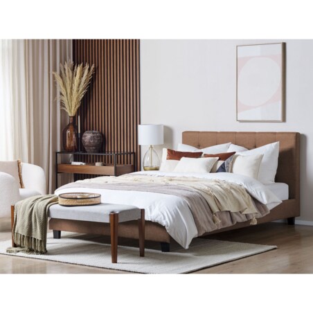 Łóżko tapicerowane 180 x 200 cm brązowe LA ROCHELLE
