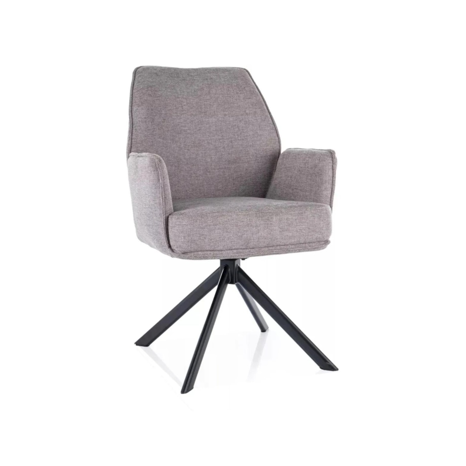 Krzesło tapicerowane HUGO BREGO szare obracane