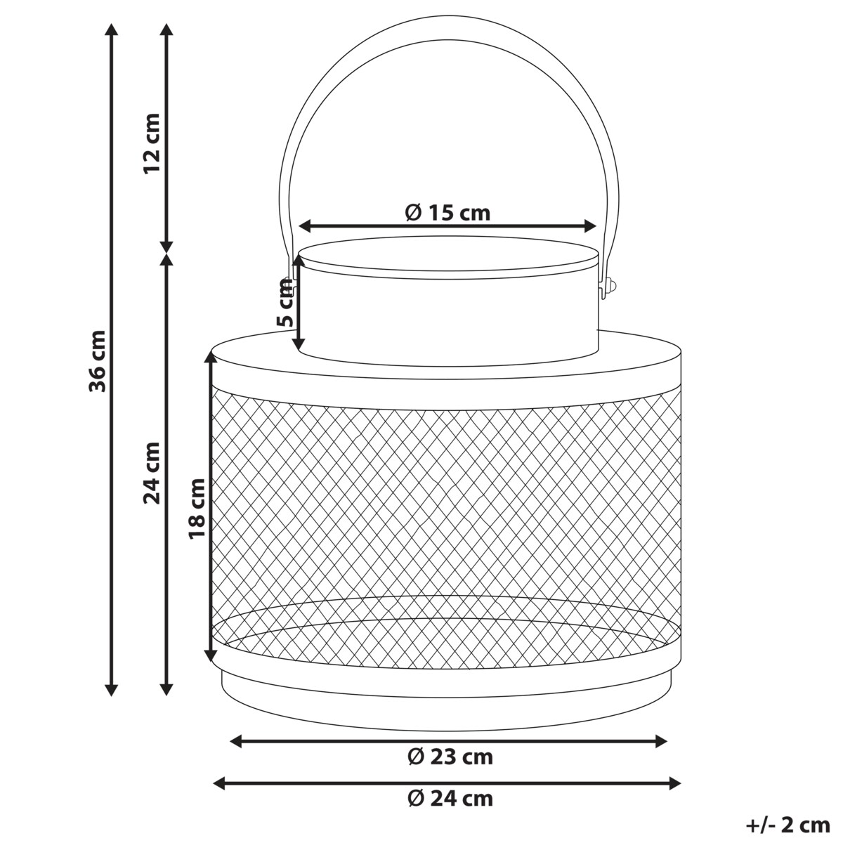 Lampion YAMDENA Metal 24 cm Czarny