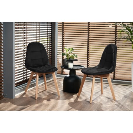 KRZESŁO skandynawskie TAPICEROWANE pikowane do kuchni salonu jadalni czarne