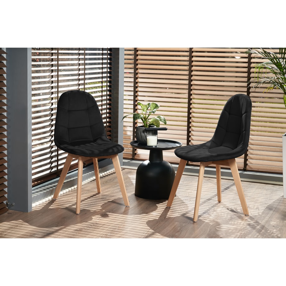 KRZESŁO skandynawskie TAPICEROWANE pikowane do kuchni salonu jadalni czarne