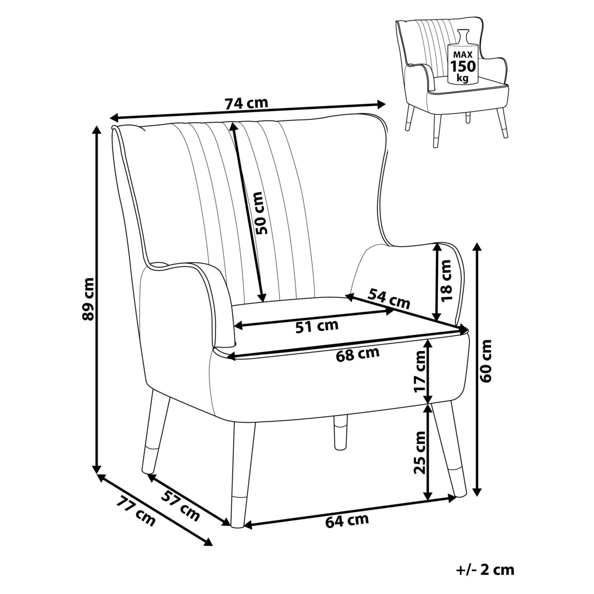 Fotel uszak VARBERG Welur Beżowy