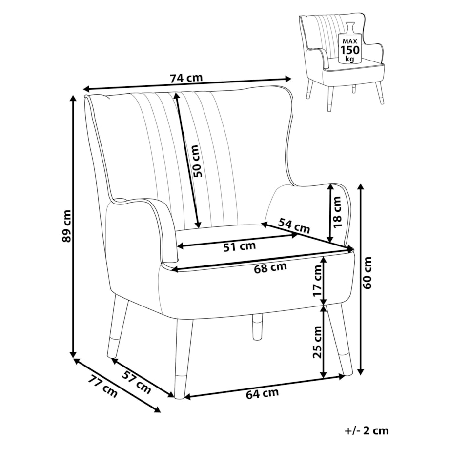 Fotel uszak VARBERG Welur Beżowy