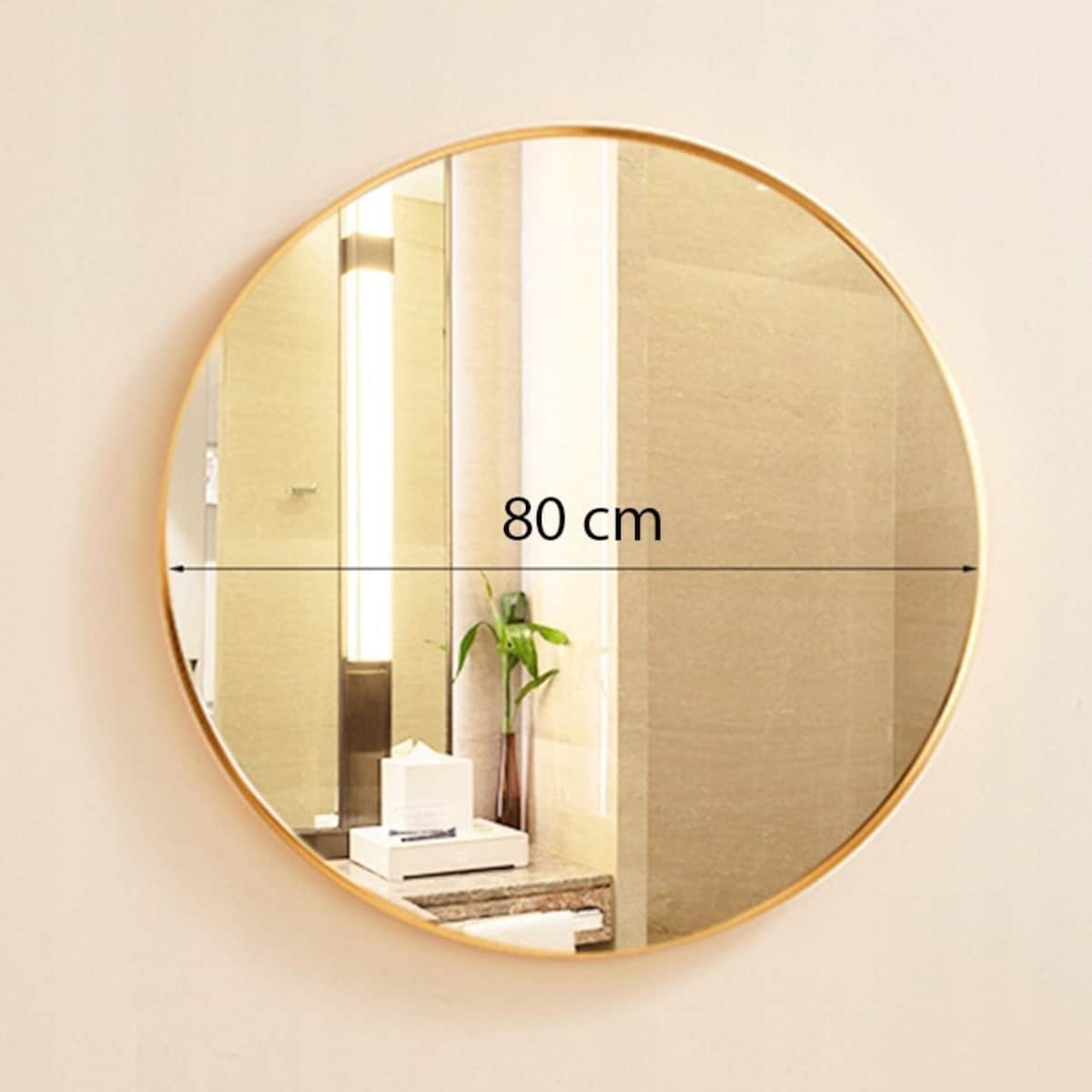 Lustro okrągłe złote 80 cm ścienne do łazienki salonu sypialni loft