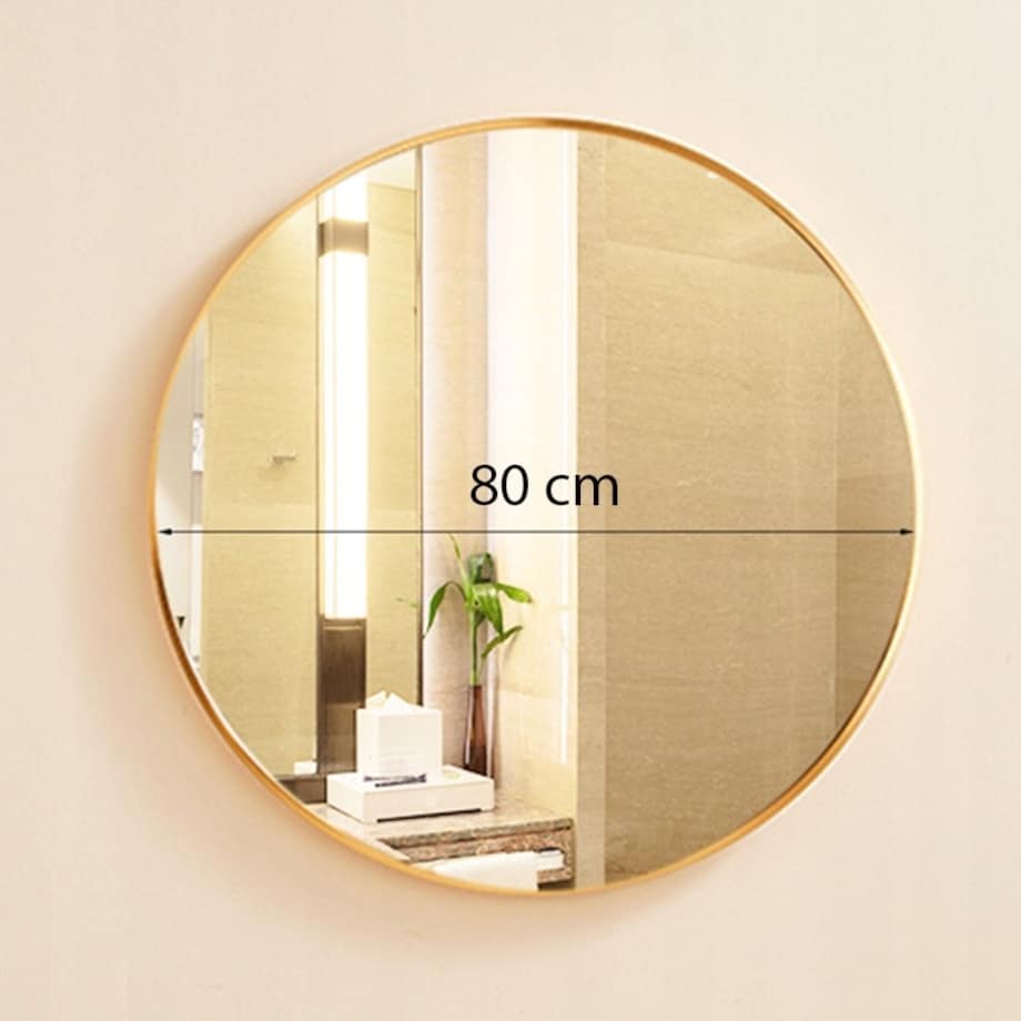 Lustro okrągłe złote 80 cm ścienne do łazienki salonu sypialni loft