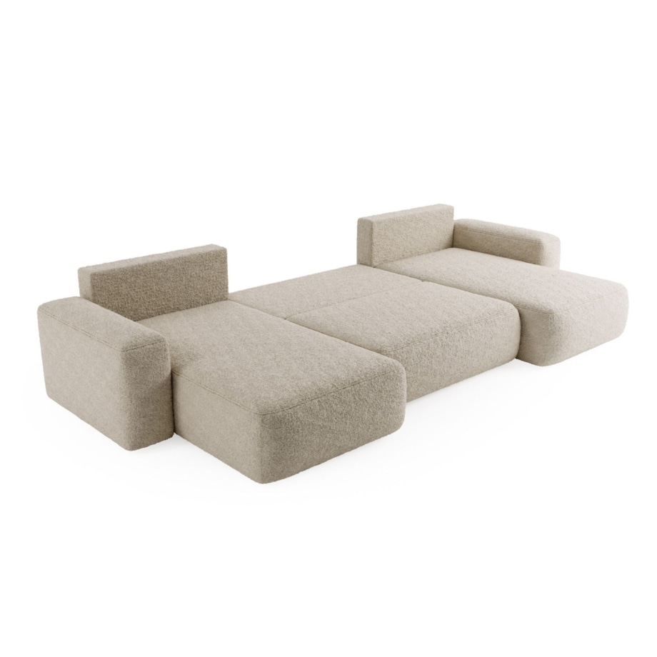 Narożnik U ILO z pojemnikiem na pościel i funkcja spania, ceglasty