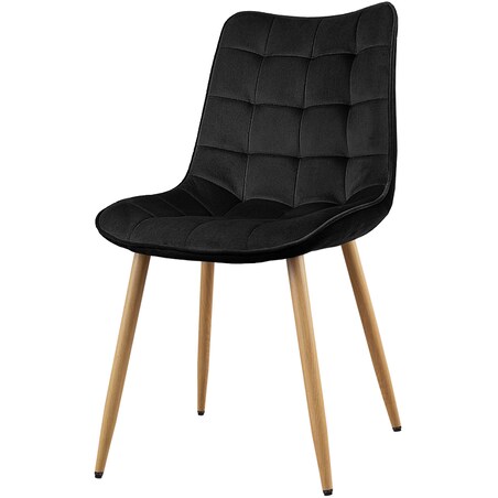 Krzesło tapicerowane do salonu jadalni pikowane welurowe czarne