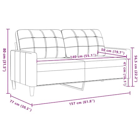 vidaXL Sofa 2-osobowa, czarna, 140 cm, tapicerowana aksamitem