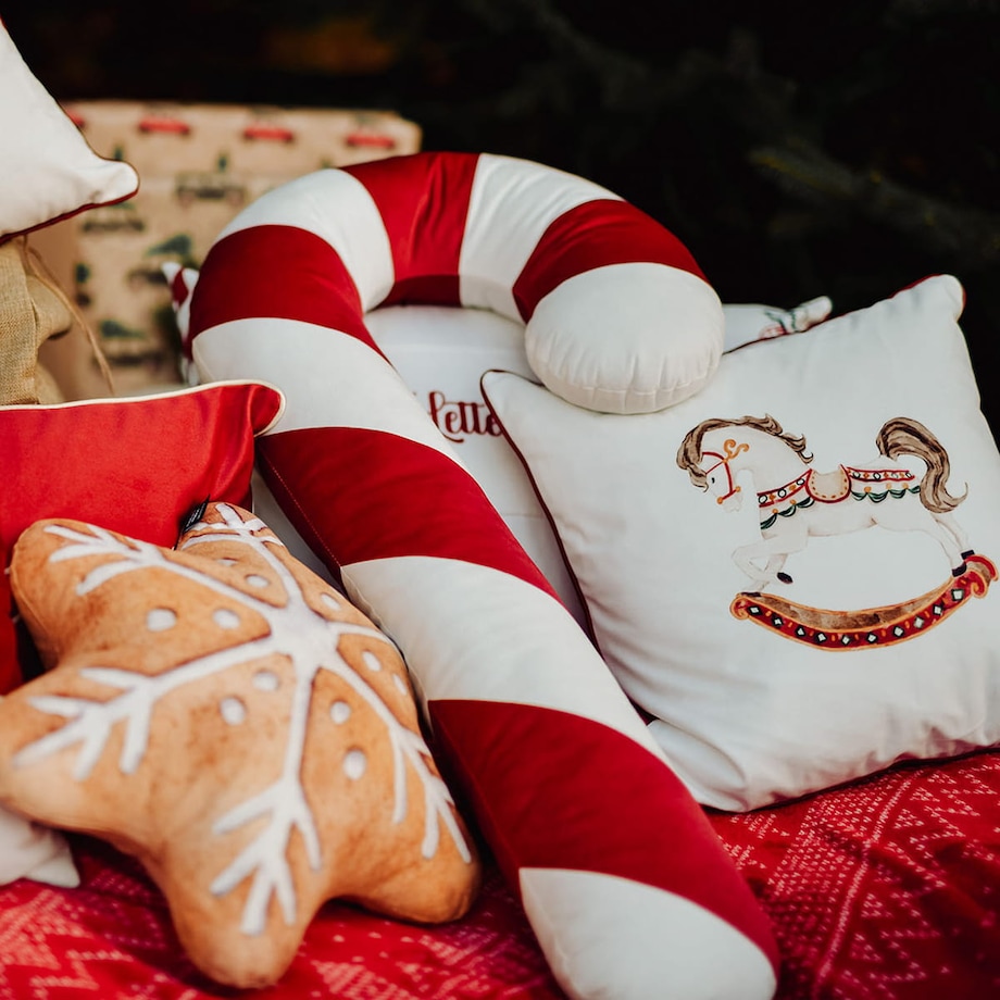 Poduszka XMAS wzór XM16 | Czerwona laska cukrowa XXL