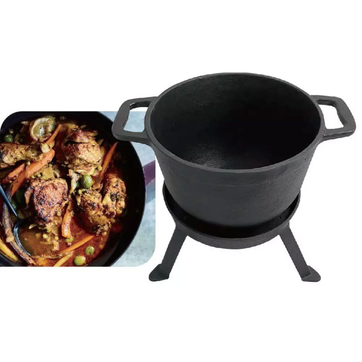 Kociołek żeliwny myśliwski 8.0L z patelnią grill 2 w 1 KINGHOFF